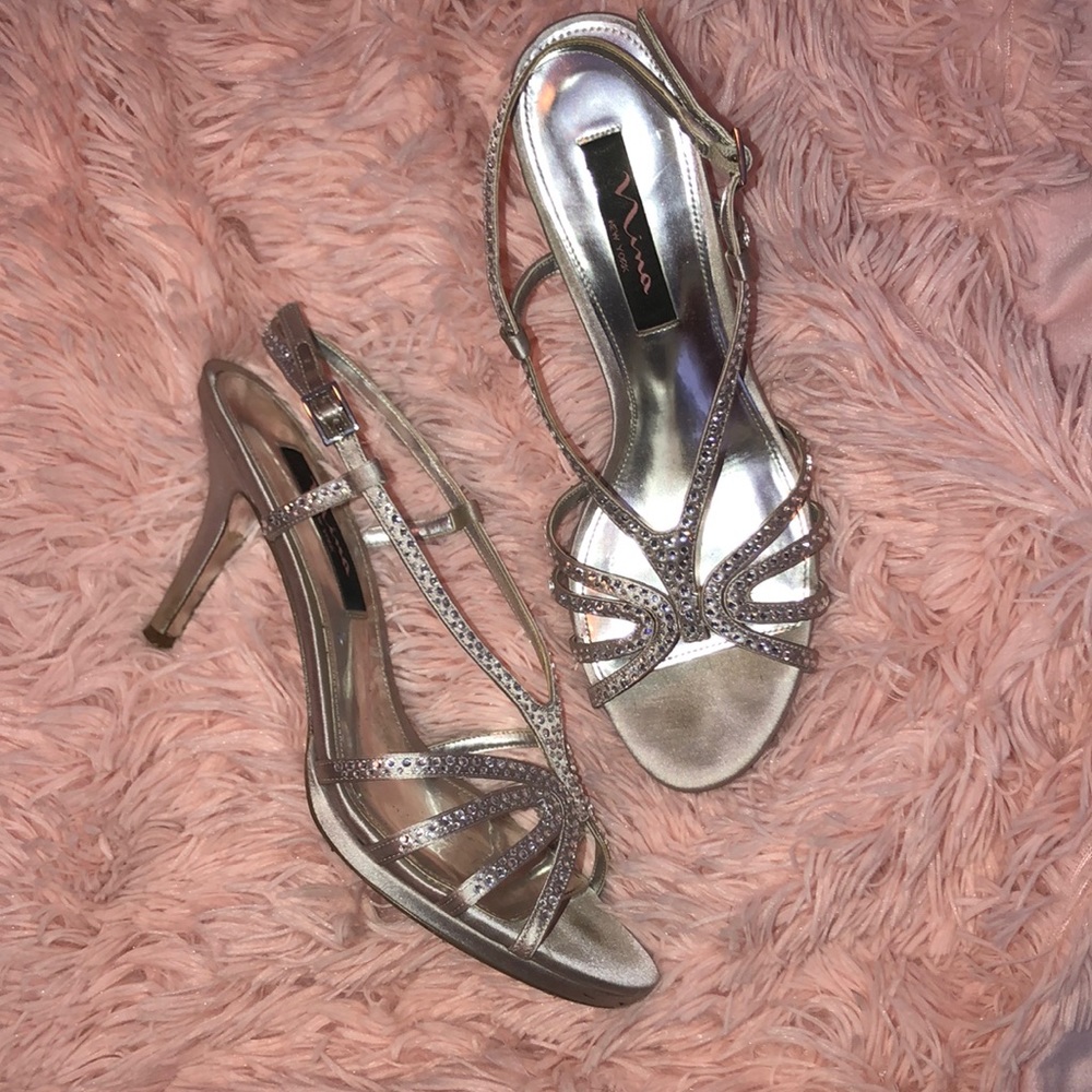 Silver Open Toed Heels